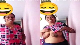 Dehati mature bhabhi showing her boobs on VC