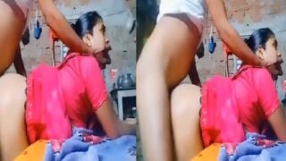 Village wife in saree shows ass during sex with lover