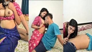 Wife in saree boob sucking and fucking by hubby