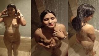 Gorgeous Indian model bathing under shower naked HD