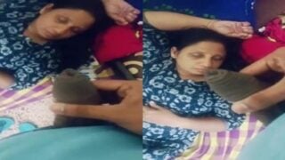 Daring handjob at home in front of sleeping mom