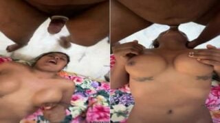 Small penis with condom sucking horny wife with round boobs