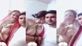 Huge boobs shy bhabhi romancing topless with devar