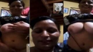Teacher showing big boobs on video call to student