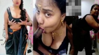 Chubby Tamil wife in saree gives blowjob to partner