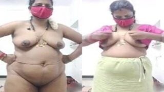 Masked Tamil aunty naked body showing video MMS