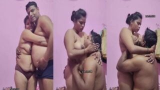 Chubby desi wife hugging husband and romantic sex