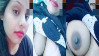 Boob show to ex-lover on video call by cute bhabhi