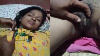 Boob press over nighty and touching pussy of sexy GF