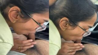 Cute girl in car gives eroic blowjob to boyfriend