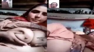 Mature Hindi bhabhi showing huge boobs and pussy on call