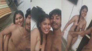 Shy girlfriend nude capture by boyfriend before sex