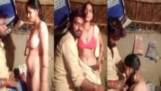 Village wife undressing before husband to have nude sex