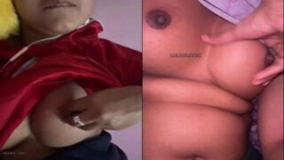 Indian girl tight boobs squeezing selfie video