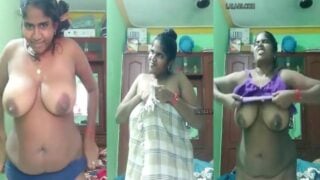 Huge boobs Tamil wife striptease nude show for ex-lover