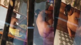 Neighbor bathing caught on camera without any dress