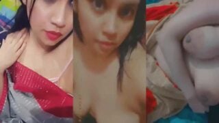 Bangladeshi lady chef shows sexy boobs in selfie video
