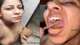 MILF drinking piss and taking cum shower bath
