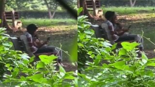 Boob show in park and boyfriend enjoying in pressing